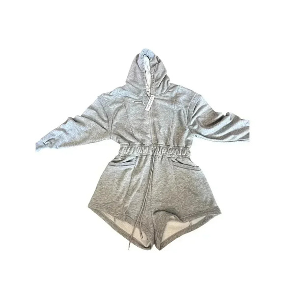 For Love & Lemons Gray Long Sleeve Front Zip Hooded Romper Size Large - Picture 2 of 5